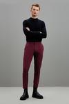 Burton Skinny Fit Burgundy Bi-Stretch Suit Trousers thumbnail 1