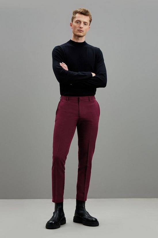 Burton Skinny Fit Burgundy Bi-Stretch Suit Trousers 1