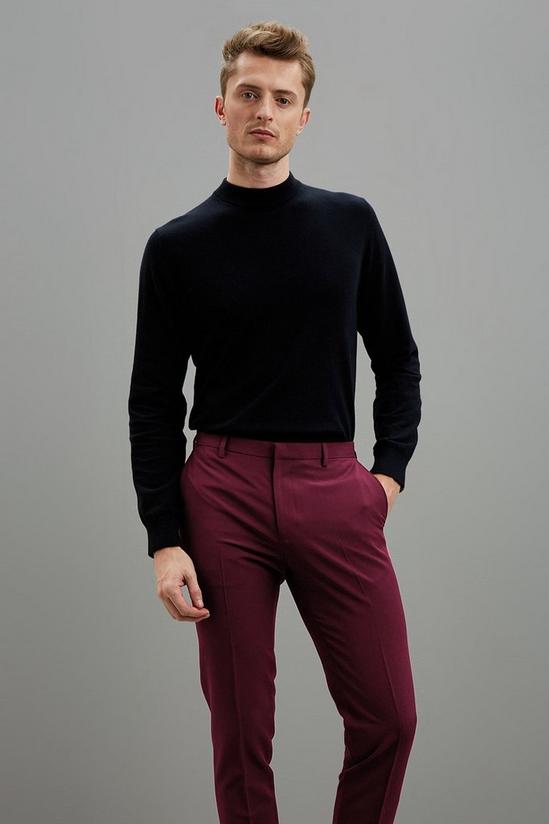 Burton Skinny Fit Burgundy Bi-Stretch Suit Trousers 2
