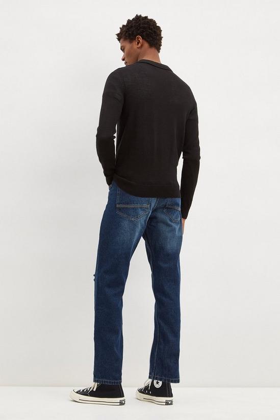 Burton Loose Fit Tapered Dark Blue Rip Jeans 3