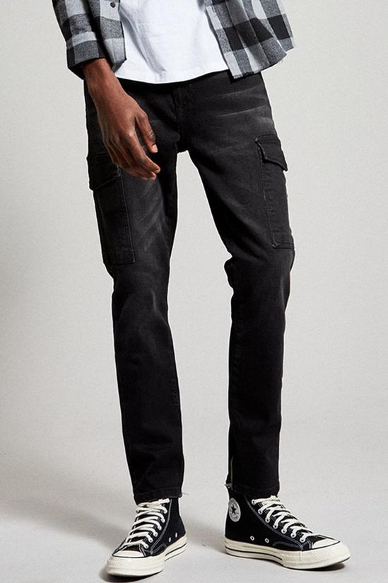 Burton Skinny Black Cargo Jeans 1