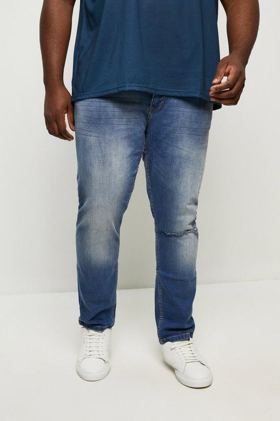 Burton Plus Slim Mid Blue Rip Jeans 1