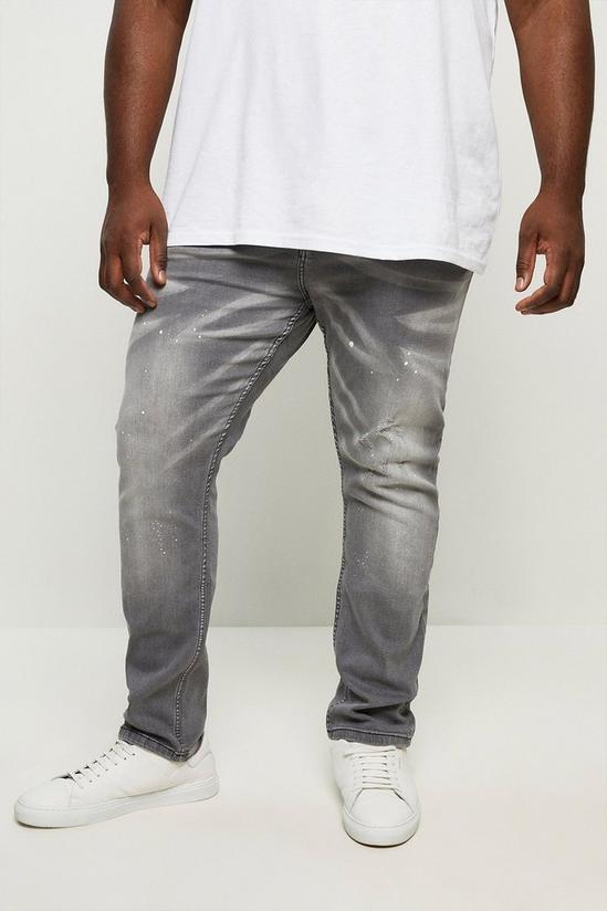 Burton Plus Slim Mid Grey Splatter Jeans 1