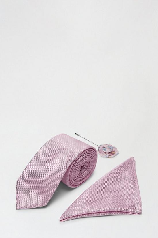 Burton Pink Pin, Tie And Pocket Square Set 1