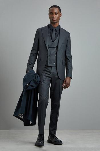 Related Product 1904 Slim Fit Charcoal Peak Lapel Suit Jacket