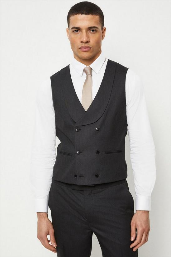 Burton Slim Fit Charcoal 1904 Double Breasted Suit Waistcoat 1
