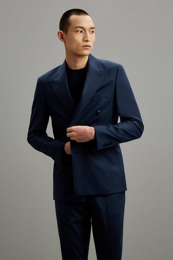 Related Product 1904 Slim Fit Navy Double Breasted Peak Lapel Suit Jacket