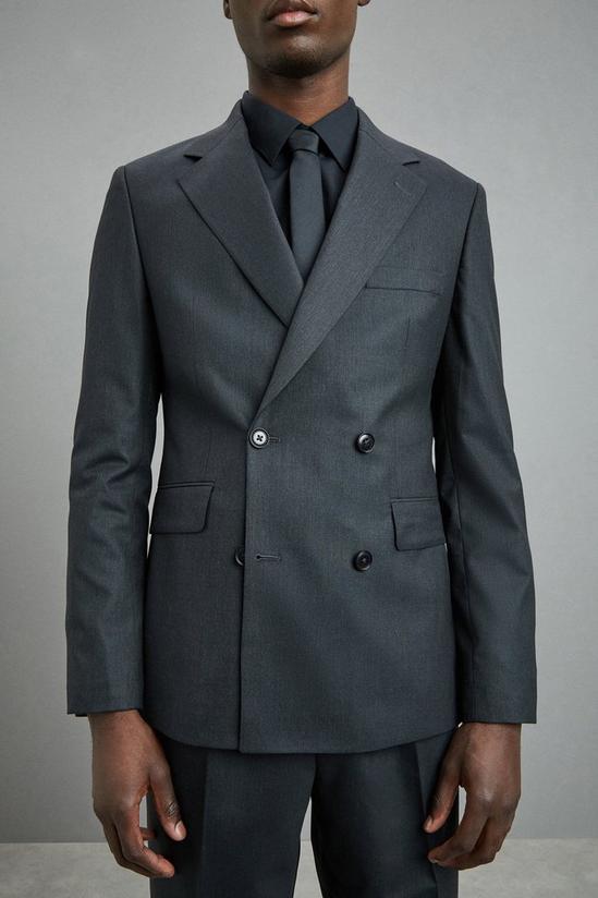 Burton 1904 Slim Fit Charcoal Double Breasted Suit Jacket 4