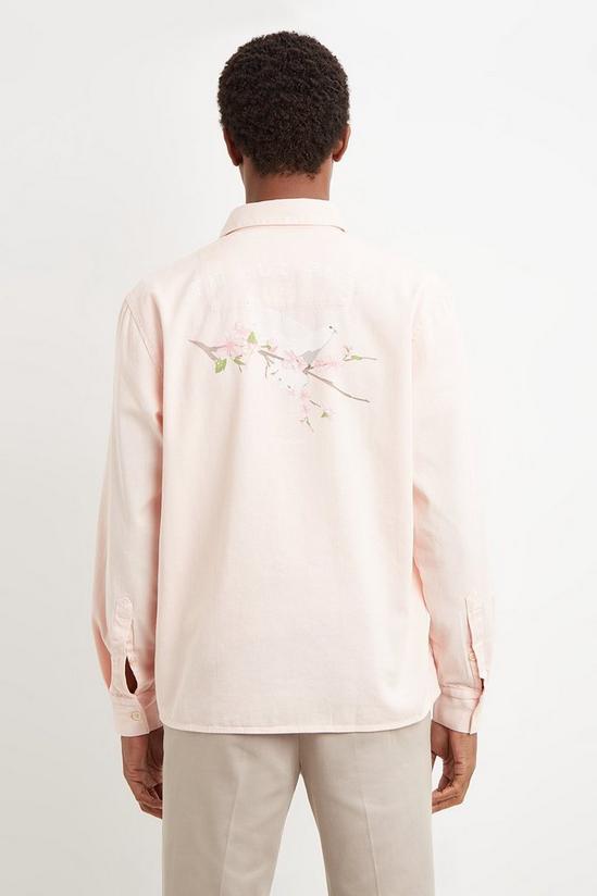 Burton Pink Laundered Overshirt With Embroidery 1