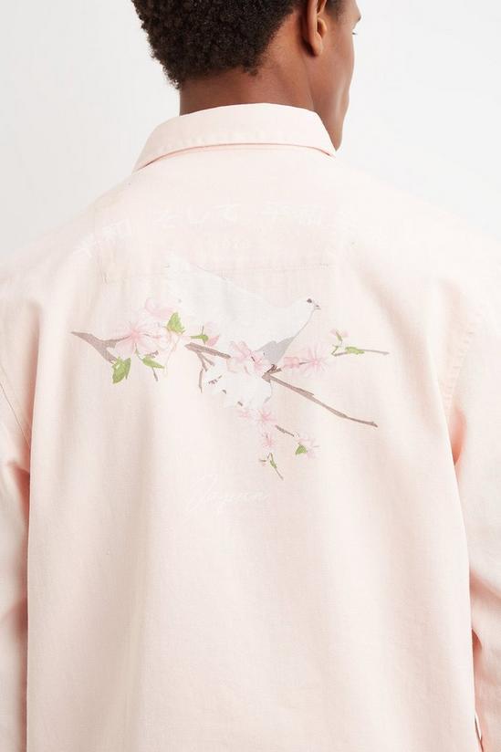 Burton Pink Laundered Overshirt With Embroidery 4
