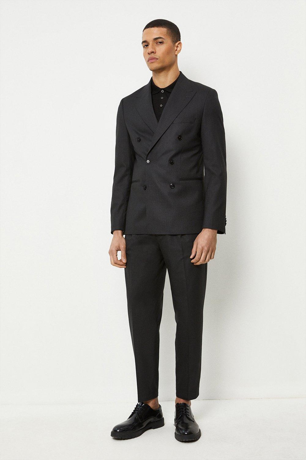 Suits 1904 Slim Fit Charcoal Double Breasted Peak Lapel Suit