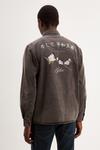 Burton Dark Grey Laundered Overshirt With Embroidery thumbnail 3
