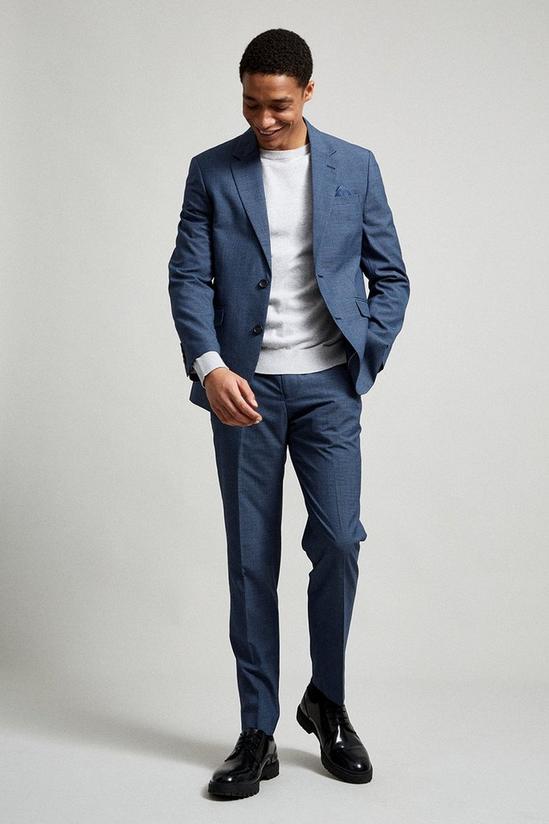 Burton Slim Fit Blue Jaspe Check Suit Trousers 1