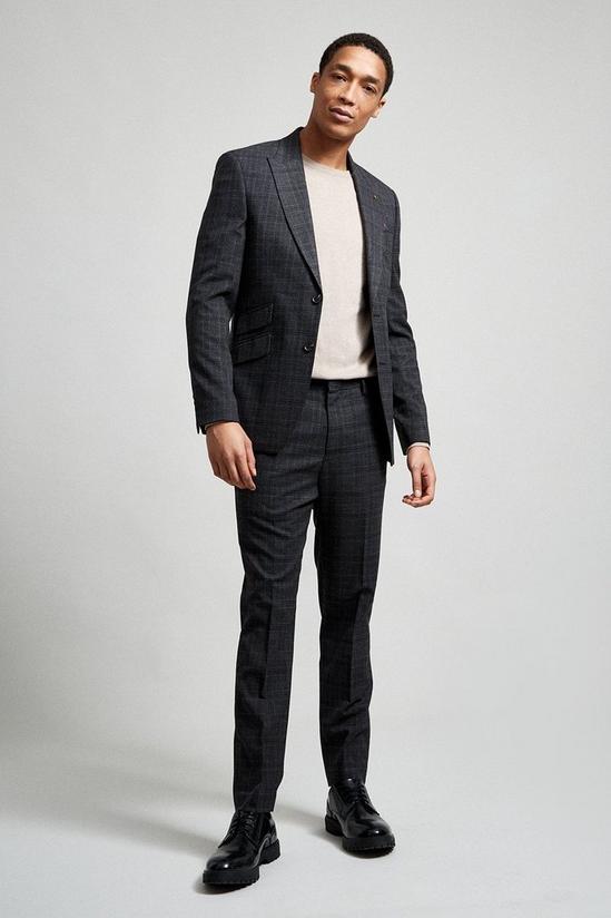 Burton Skinny Grey Highlight Check Suit Jacket 2