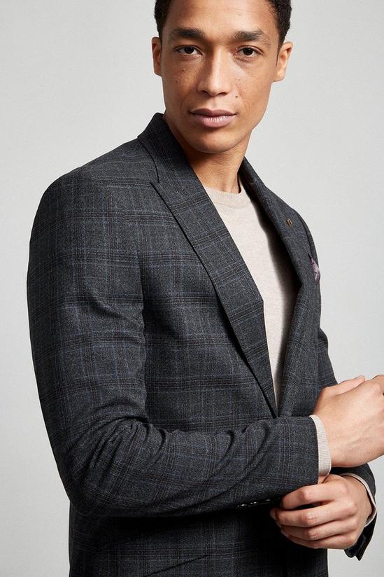 Burton Skinny Grey Highlight Check Suit Jacket 4