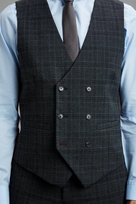 Burton Double Breasted Grey Highlight Checked Waistcoat 6