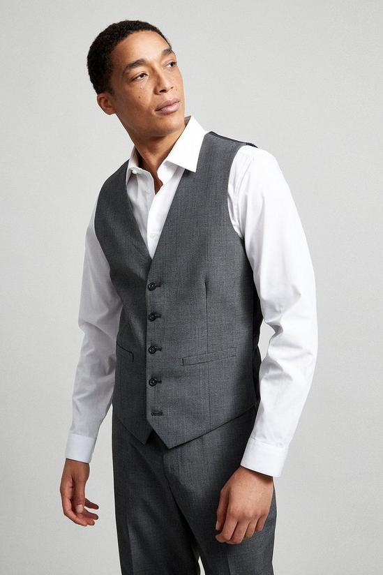 Burton Tailored Grey Jaspe Check Waistcoat 1