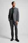 Burton Tailored Fit Grey Jaspe Check Suit Trousers thumbnail 2