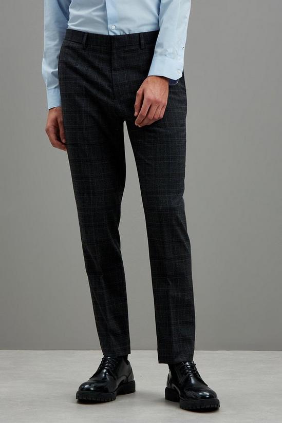 Burton Slim Grey Highlight Check Suit Trousers 2