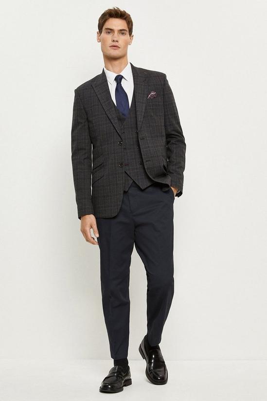 Burton Slim Fit Grey Highlight Check Suit Jacket 2