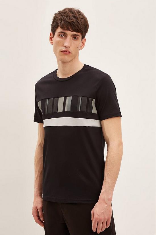 Burton Slim Fit Black Varied Stripe Block T-shirt 1