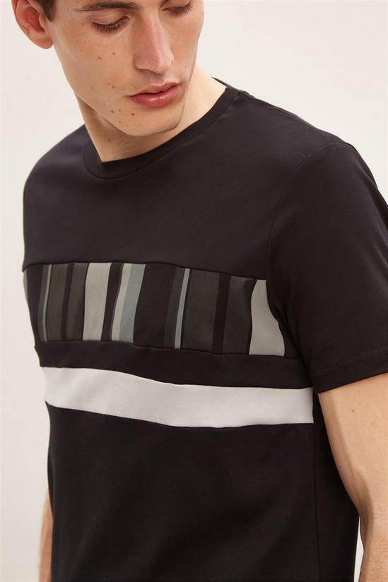 Burton Slim Fit Black Varied Stripe Block T-shirt 4