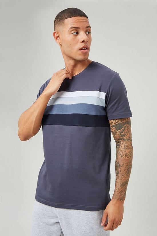 Burton Short Sleeve Slim Gradient Stripe Cut And Sew T-shirt 1