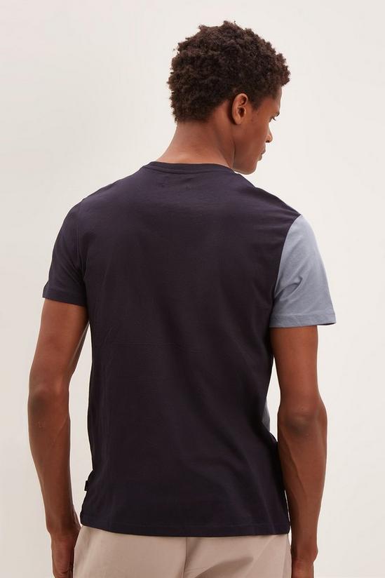 Burton Slim Fit Navy Vertical Cut & Sew T-Shirt 3
