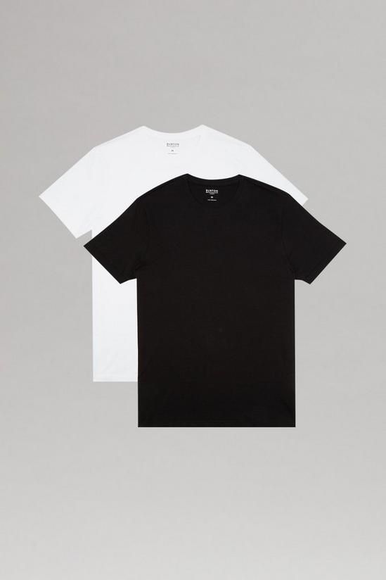 Burton 2 Pack Slim Fit Black Mixed Roll Sleeve T-Shirt 1