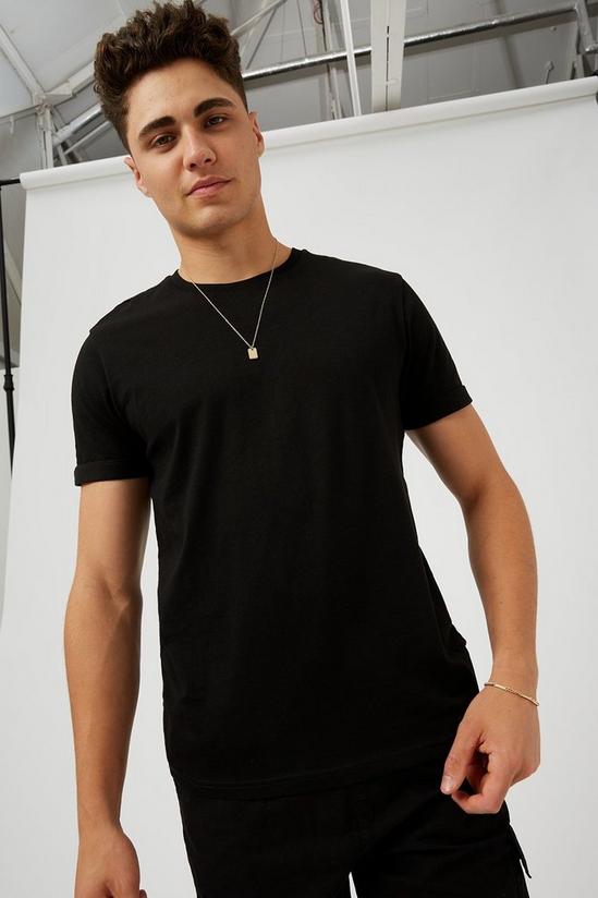 Burton 2 Pack Slim Fit Black Mixed Roll Sleeve T-Shirt 2
