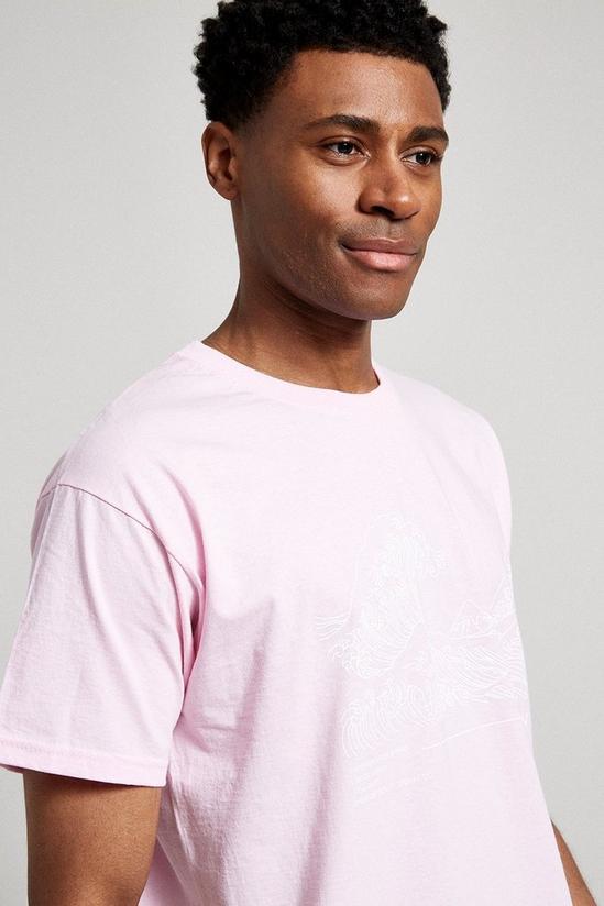 Burton Relaxed Fit Pink Wave Print T-shirt 4