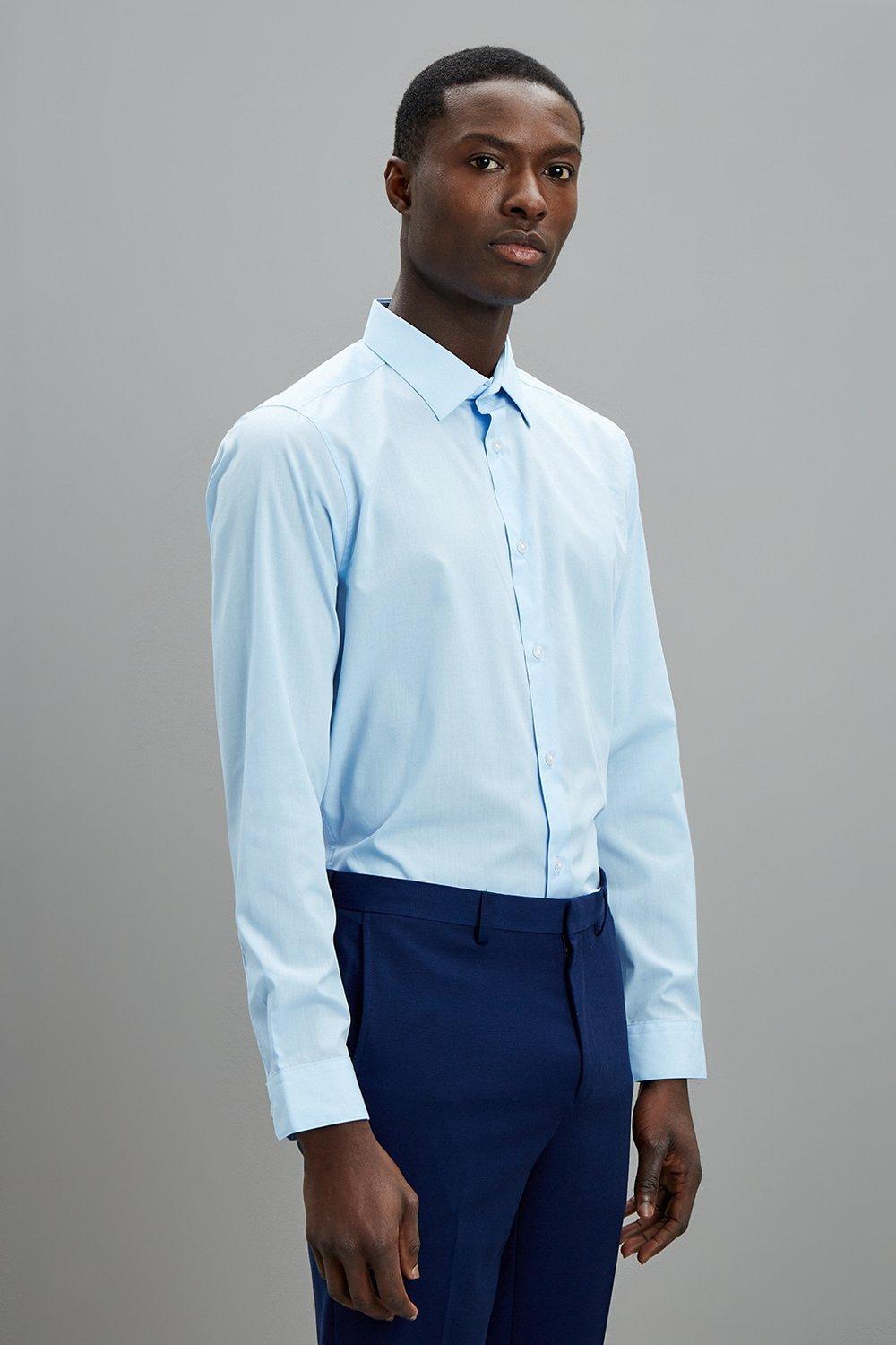 Shirts | Tailored Fit Blue Easy Iron Shirt | Burton