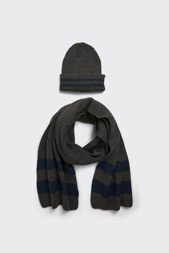 Burton Knitted Striped Scarf And Beanie Set 1