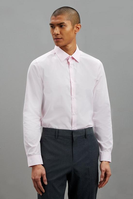 Burton Pink Slim Fit Long Sleeve Easy Iron Shirt 1