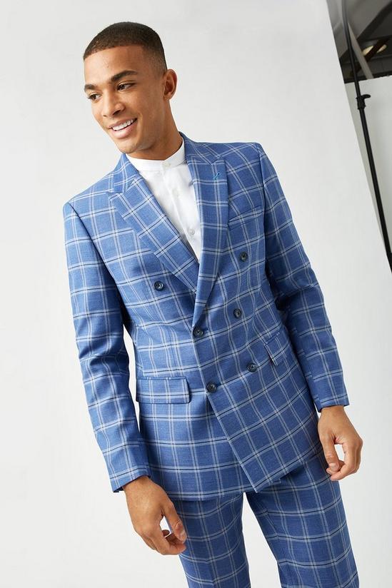 Burton Sim Fit Blue Check Suit Jacket 1