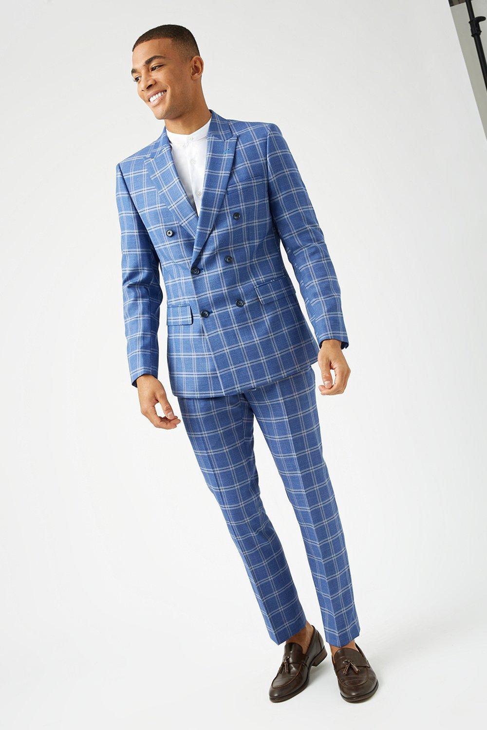 Burton blue clearance check suit