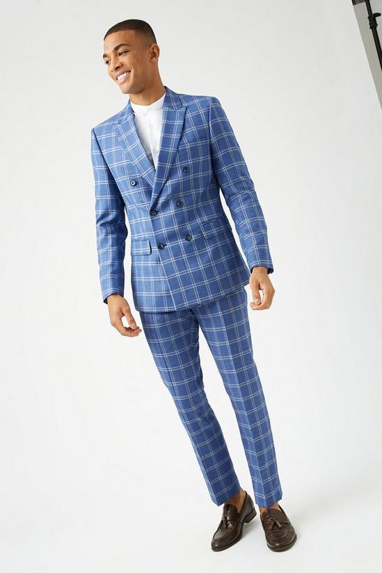 Burton Sim Fit Blue Check Suit Jacket 2