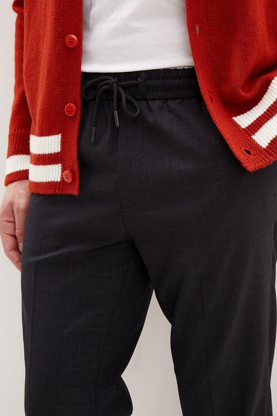 Burton Slim Fit Navy Tonal Check Cuffed Trousers 4