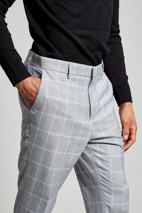 Burton Slim Fit Grey Micro Check Smart Trousers 4