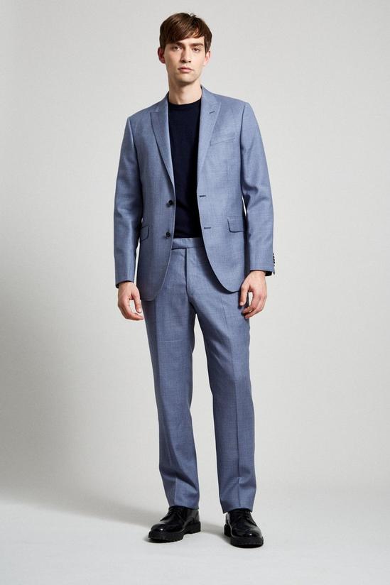 Burton Texture Fit Premium Light Blue Wool Suit Trousers 2
