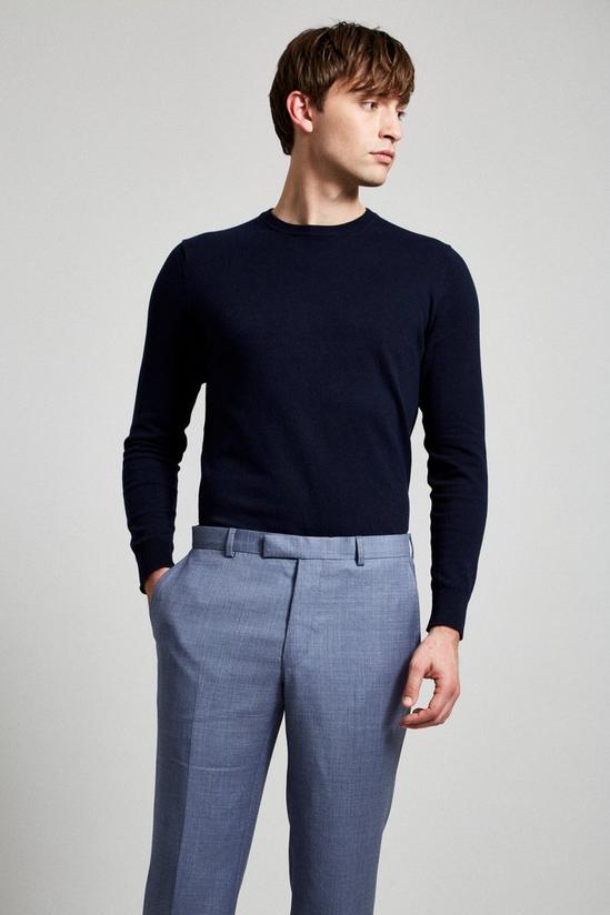 Burton Texture Fit Premium Light Blue Wool Suit Trousers 4