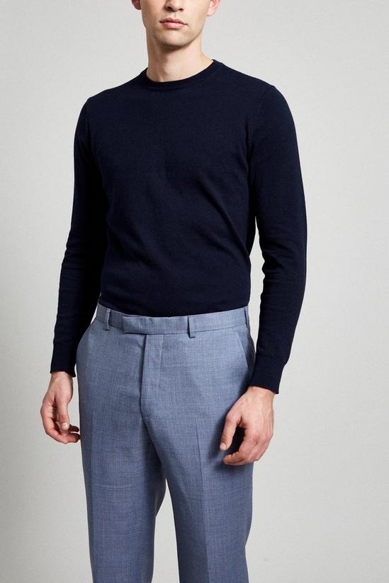 Burton Texture Fit Premium Light Blue Wool Suit Trousers 6