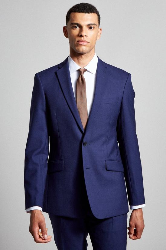 Burton Skinny Fit Royal Blue Merino Wool Suit Jacket 1