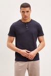 Burton Slim Fit Navy Grandad Collar T Shirt thumbnail 1