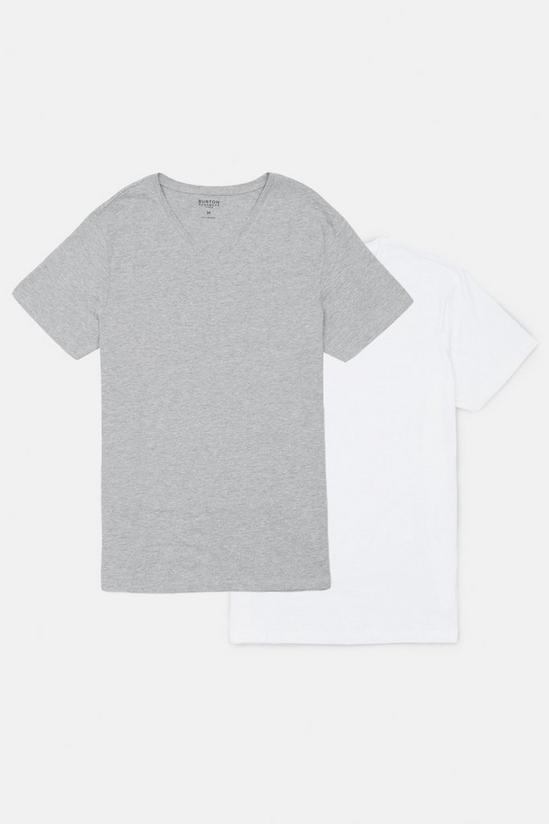 Burton 2 Pack White And Grey V-Neck T-shirt 1