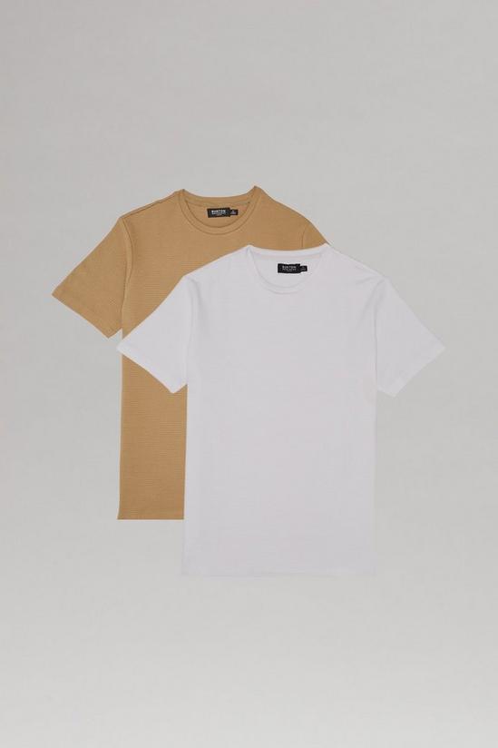 Burton 2 Pack Slim Fit White And Stone Textured T-Shirt 1