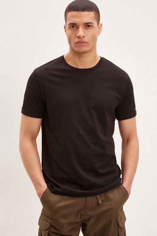 Burton Slim Fit Black Roll Sleeve T-Shirt 1