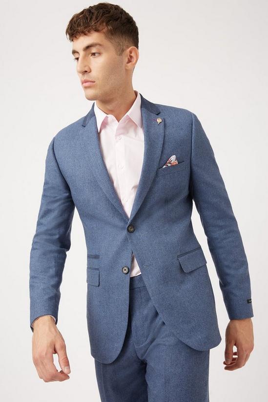 Burton 1904 Slim Fit Blue Wool Blend Tweed Jacket 1