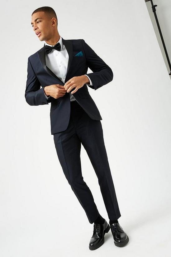Burton Slim Navy Textured Tuxedo Trouser 2