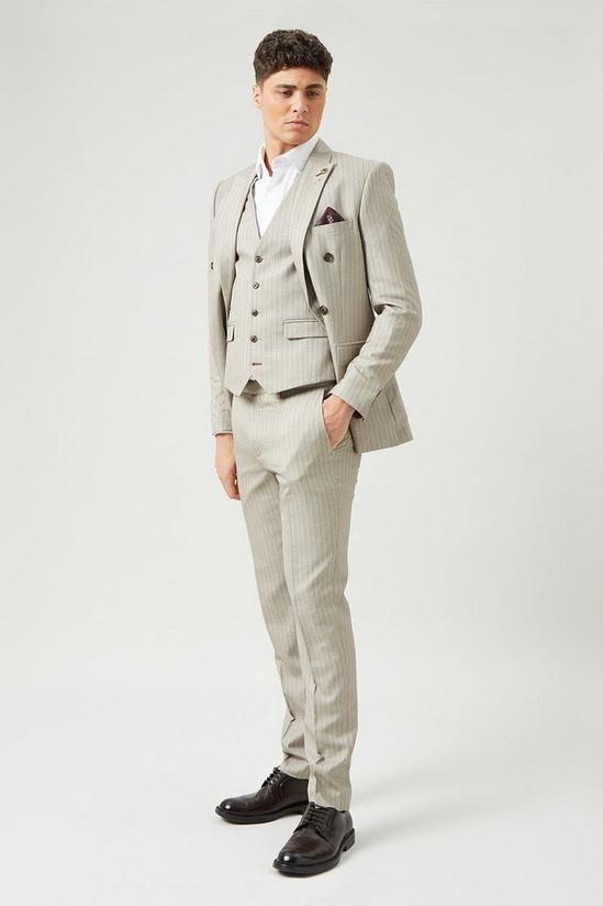 Burton Slim Fit Neutral Stripe Waistcoat 2